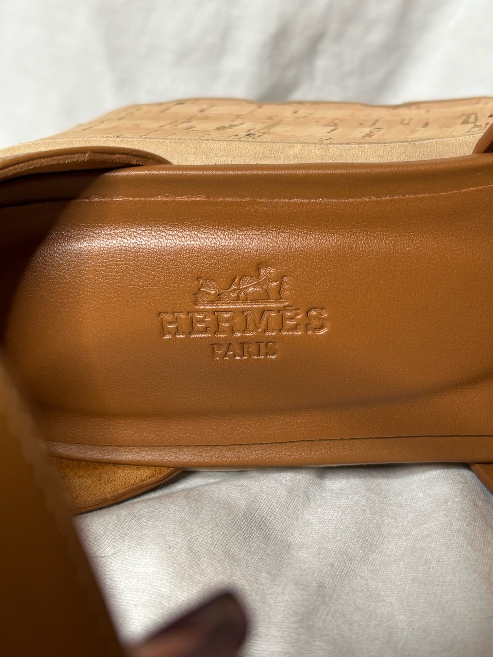Hermes Brown Cork Wedge Sandals - Picture 9 of 12